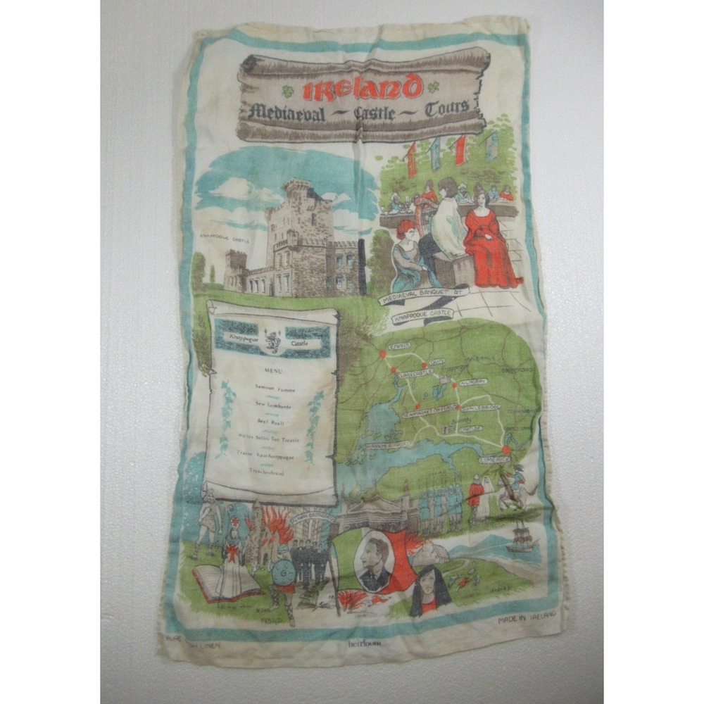 Vintage Ireland Medieval Castles Irish Linen Tea Towel
